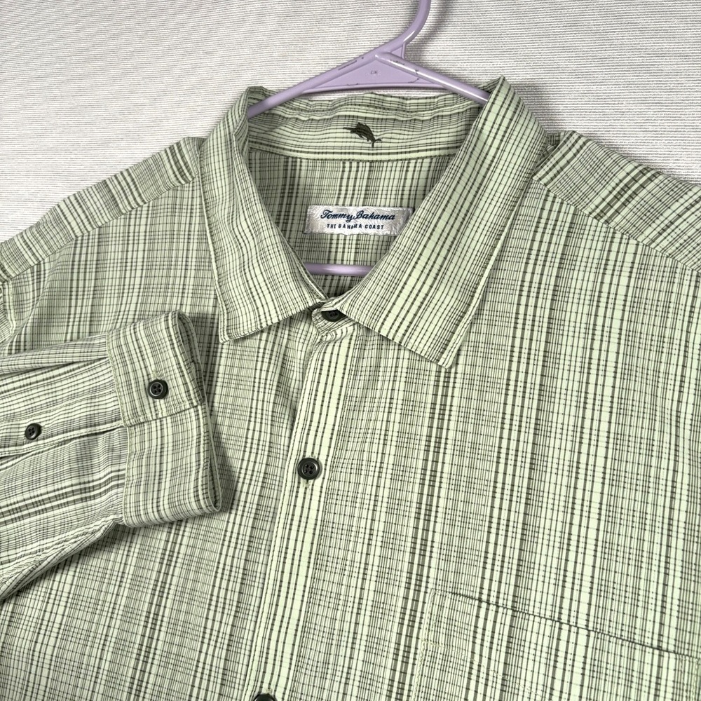 Tommy Bahama The Bahama Coast Shirt Mens XXL Green Poly Spandex Long Sleeve BD
